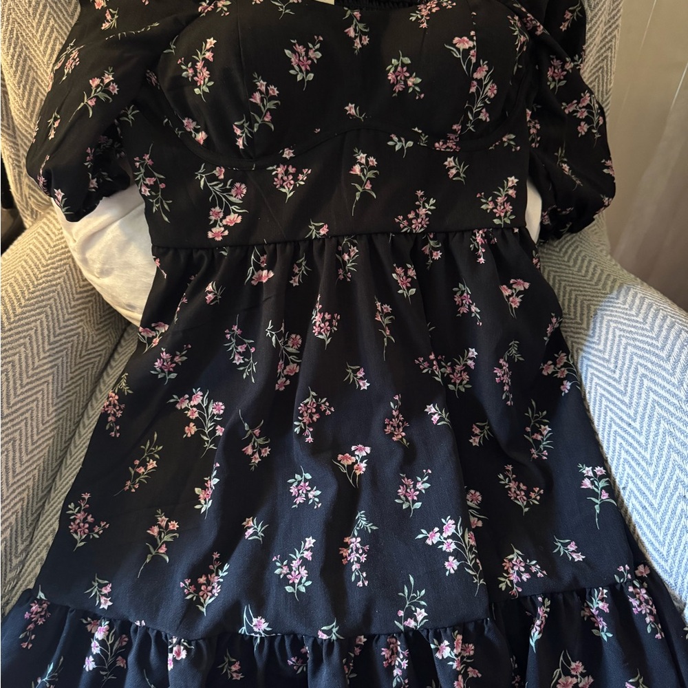 Inspired Hearts Black Pink Ruffled Smocked Sundress